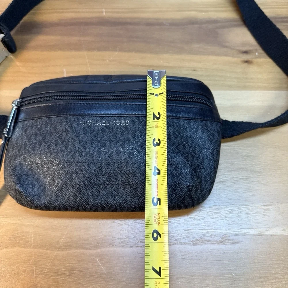 Michael Kors Black Signature Logo Printed Coated Canvas Leather Fanny Belt Bag